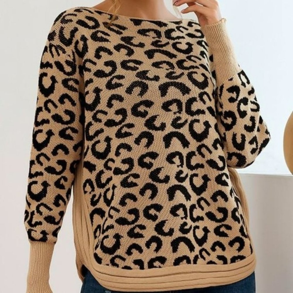 Oversized Leopard Print Sweater